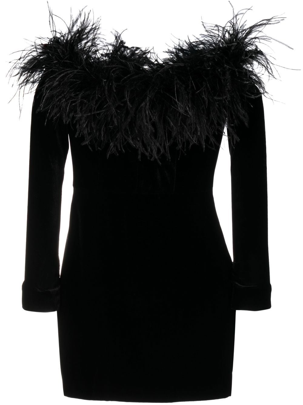 Alessandra Rich Feather Detail Velvet Short Dress – Balardi