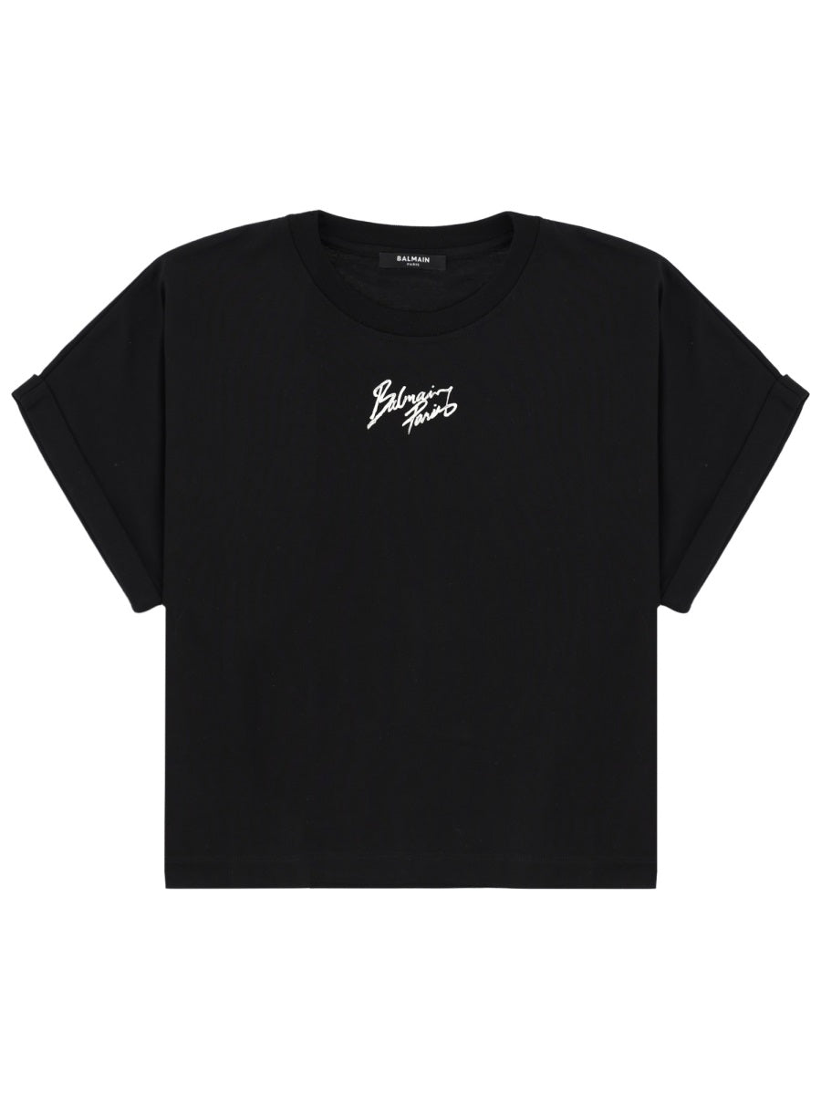 Balmain Cropped T Shirt With Logo – Balardi