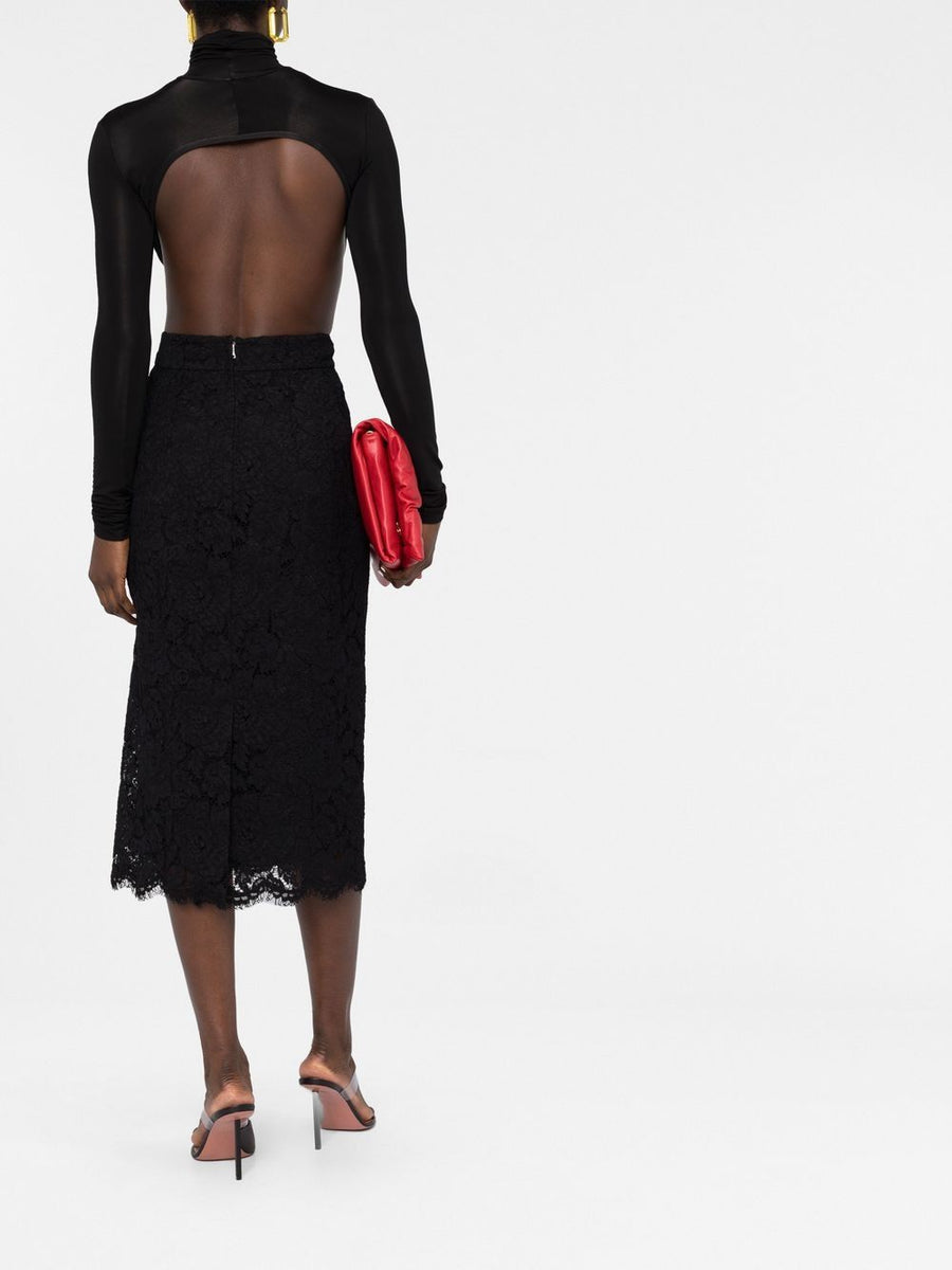 Jupe Dolce & Gabbana En Soie Noire Avec Dentelle - Taille 38 - Neuf Sans étiquettes