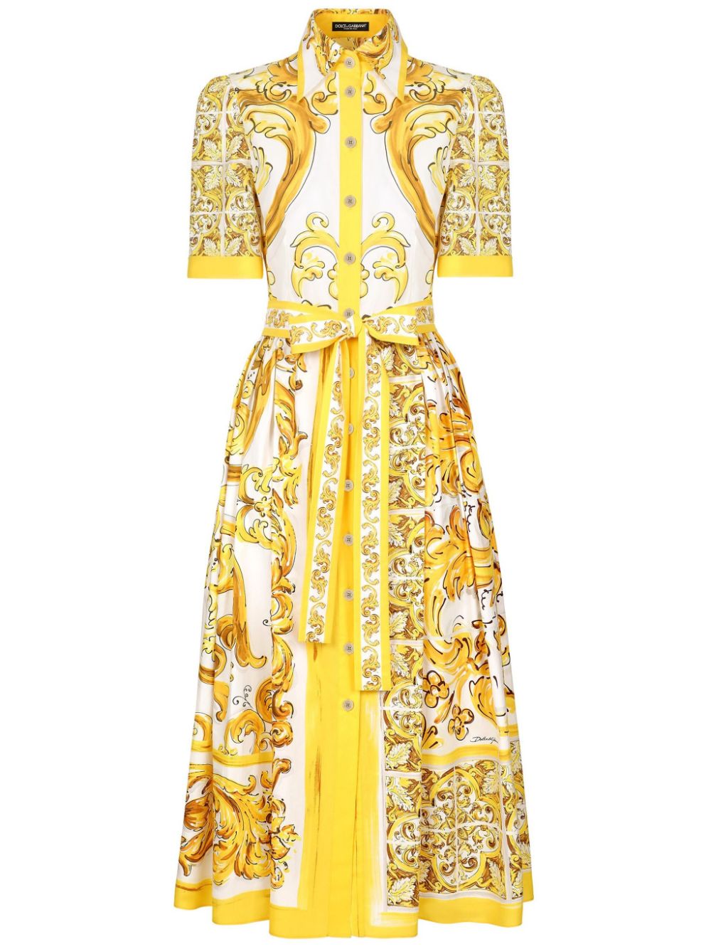 Dolce & Gabbana Maiolica Print Cotton Midi Dress – Balardi
