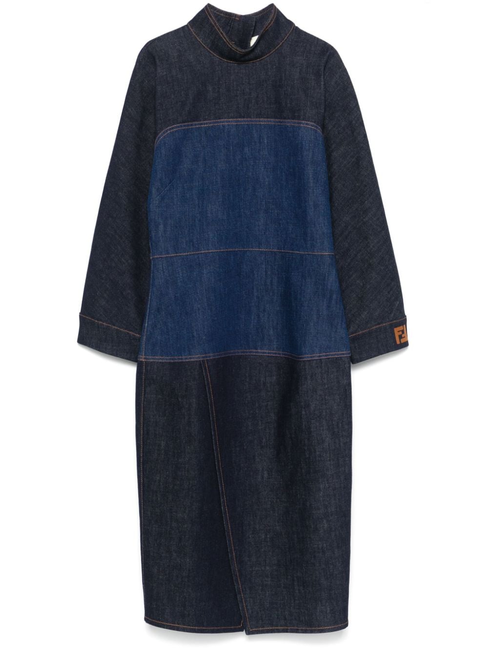 fendi midi dress Fendi Bicolor Denim Midi Dress – Balardi