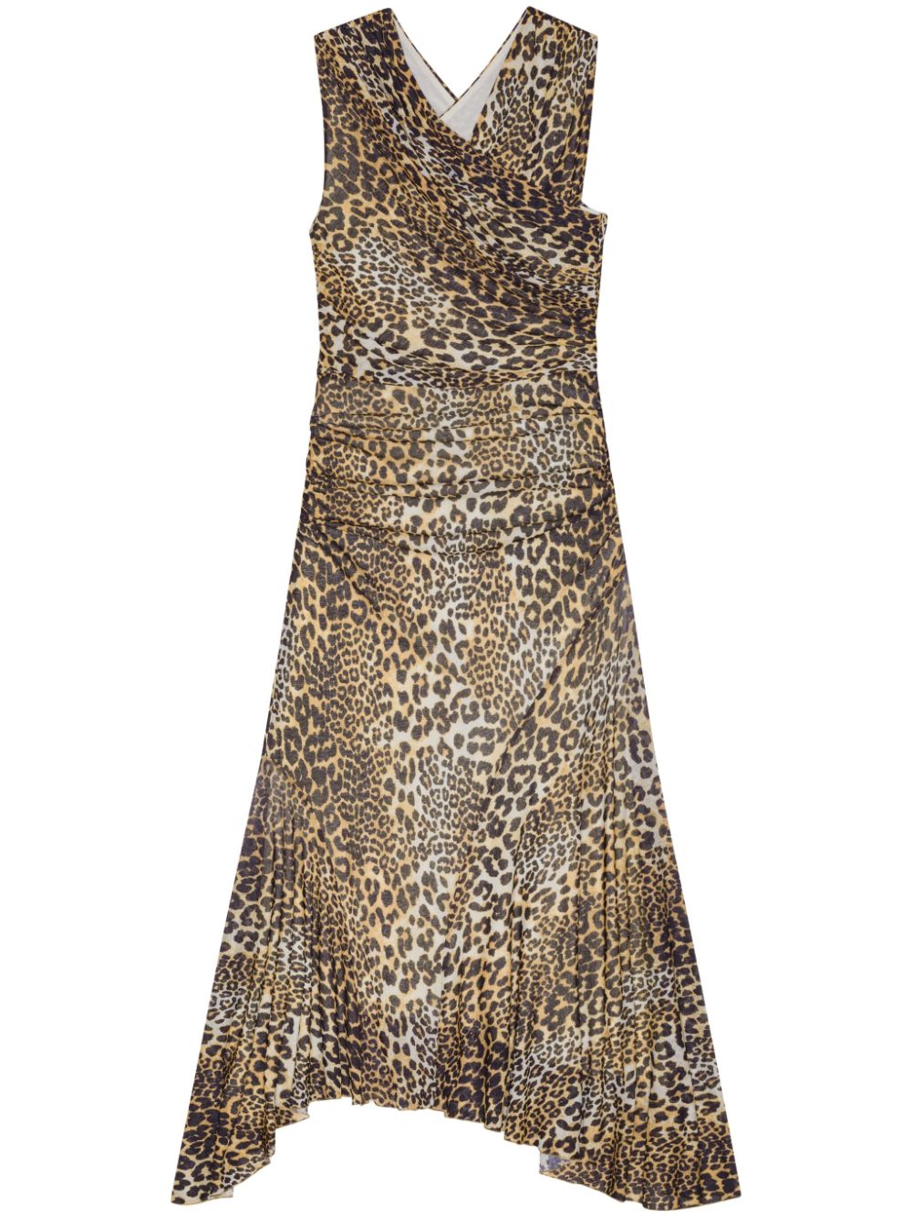 ganni leopard print midi dress GANNI Leopard Print Midi Dress