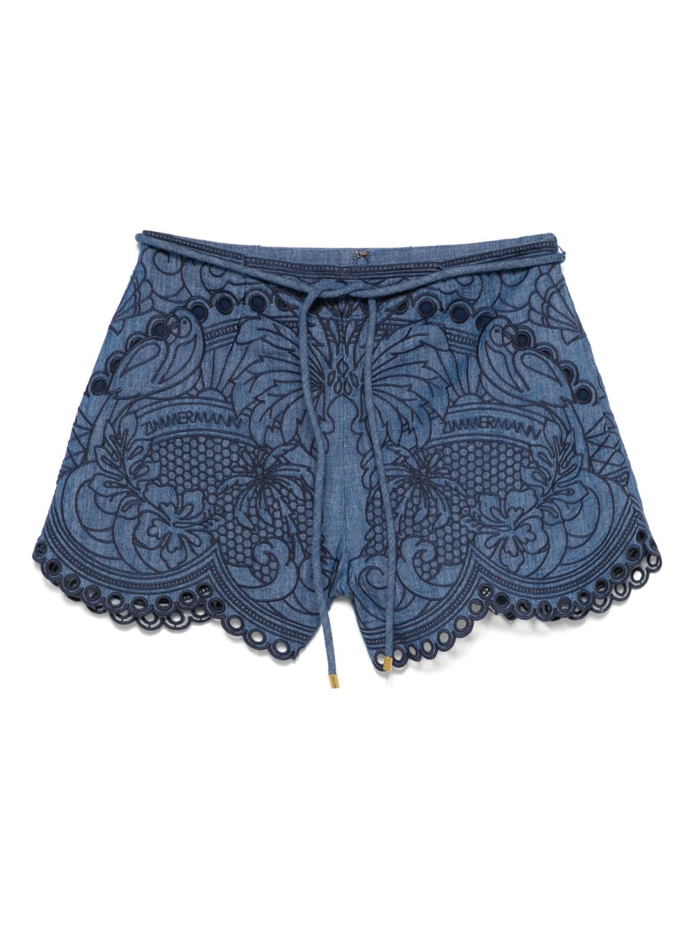 Zimmermann Coco Embroidered Denim Shorts  Balardi