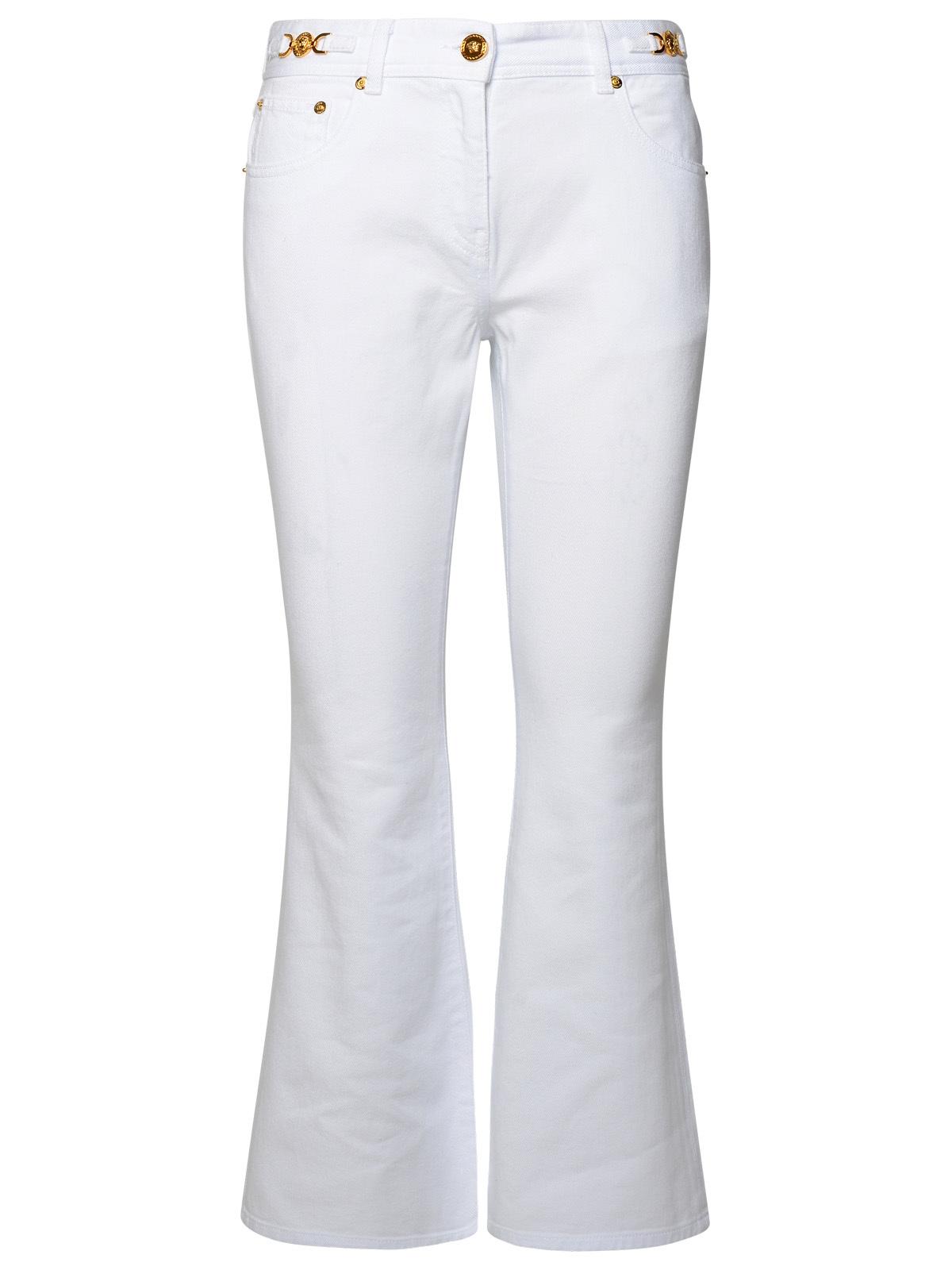 Versace White Cotton Straight-Leg Jeans