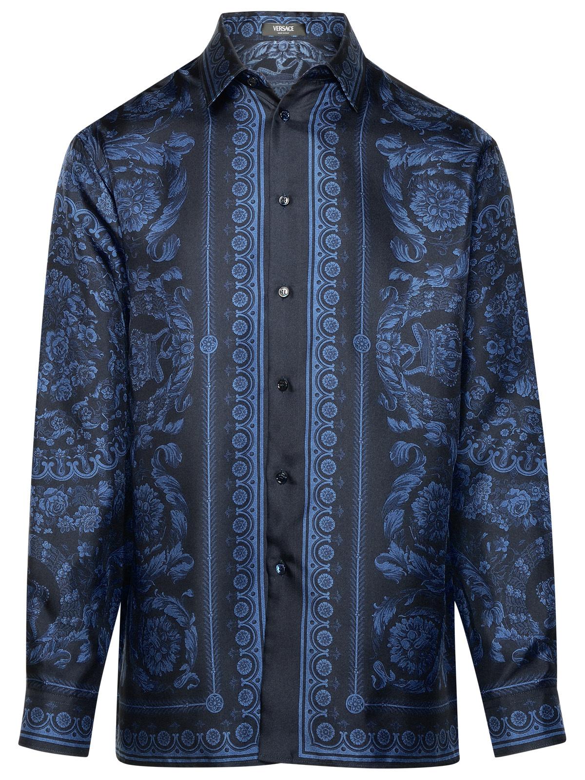 versace dress shirt mens Versace Baroque-print Spread-collar Men Shirt