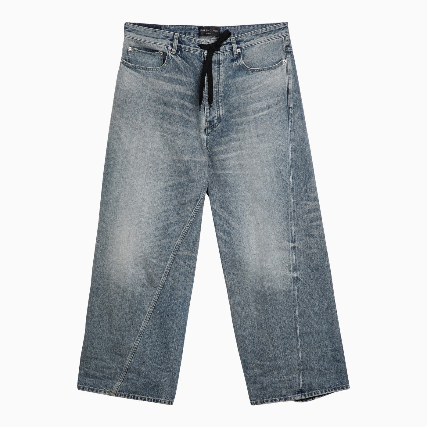 Balenciaga Light Blue Oversized Baggy Jeans In Washed Denim – Balardi