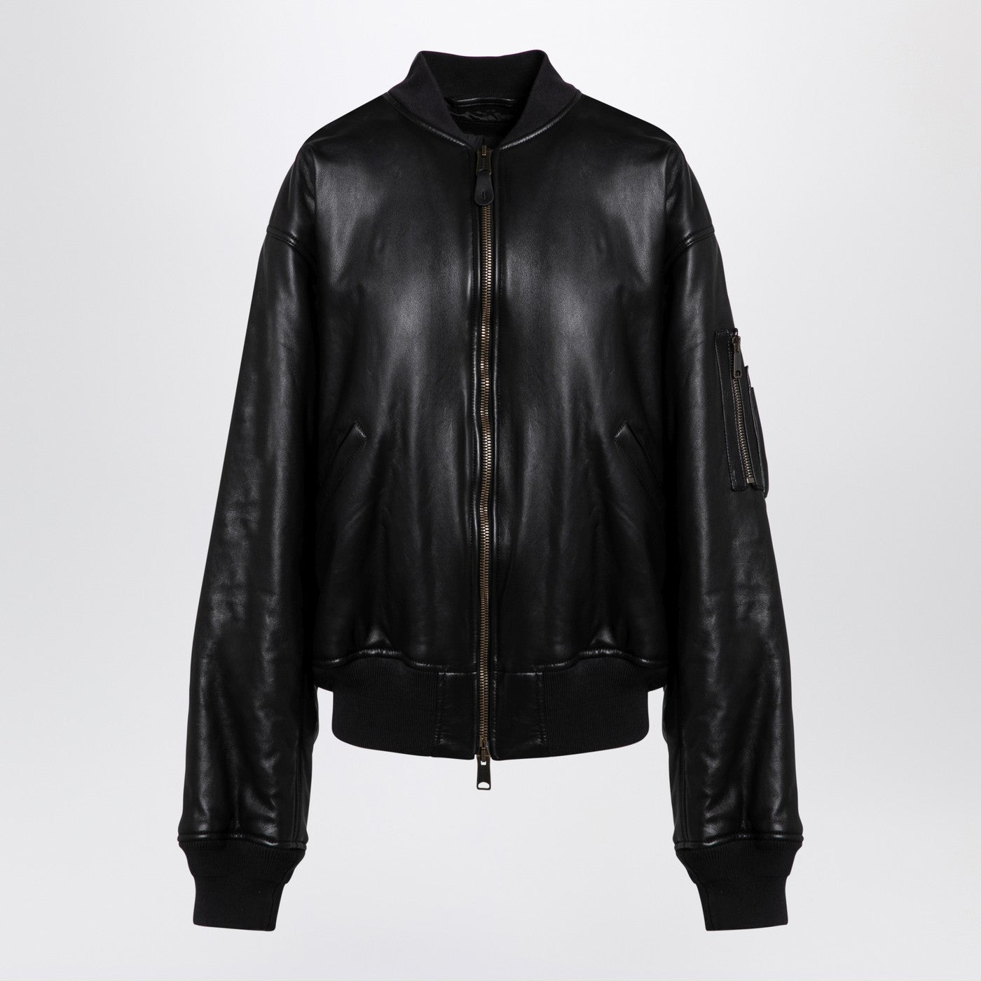 Balenciaga Black Leather Bomber Jacket – Balardi