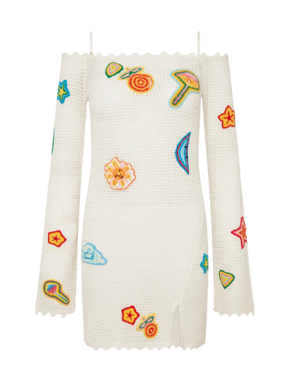 Casablanca Crochet Knit Mini Dress With Patches – Balardi