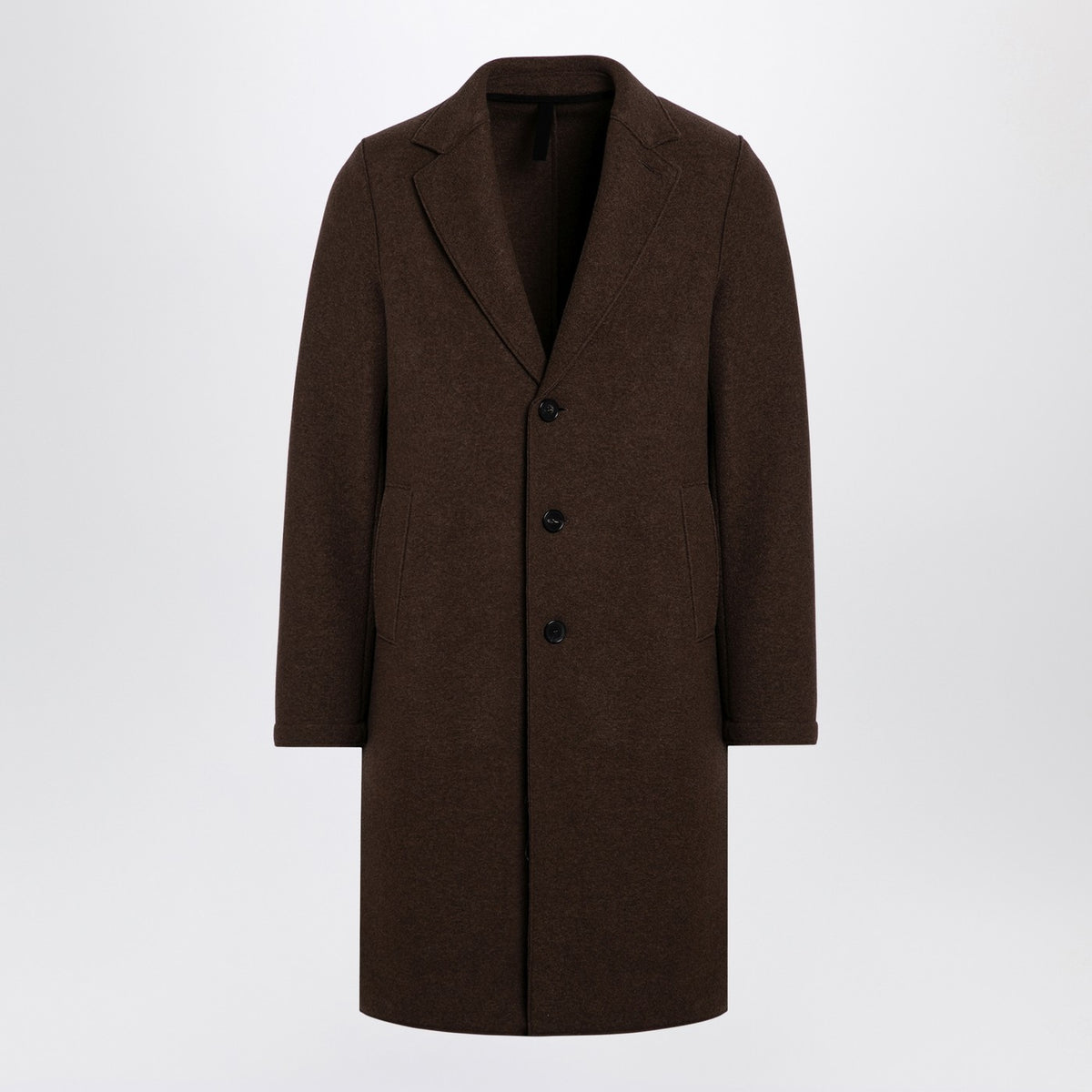 Harris Wharf London Brown Single Breasted Coat In Virgin Wool Balardi