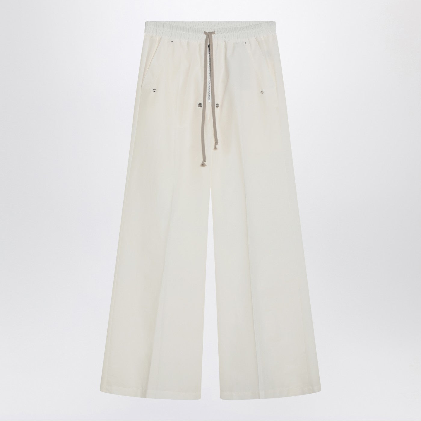 Moncler Rick Owens Wide Bela Trousers In White Cotton Poplin