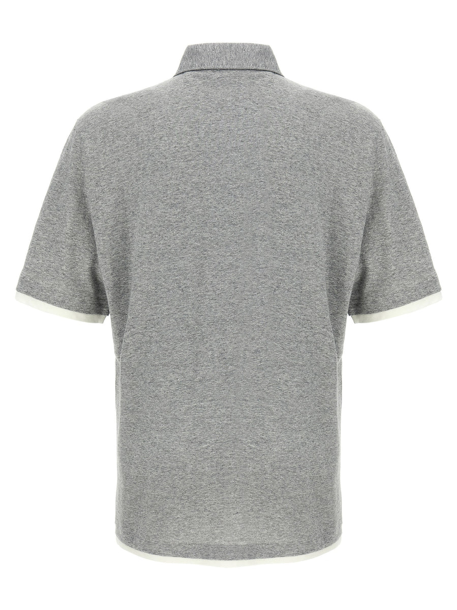ブルネロクチネリ レイヤードポロシャツ　イタリア製　メンズ　高級コットン BRUNELLO CUCINELLI(ブルネロクチネリ) ポロシャツ(メンズ