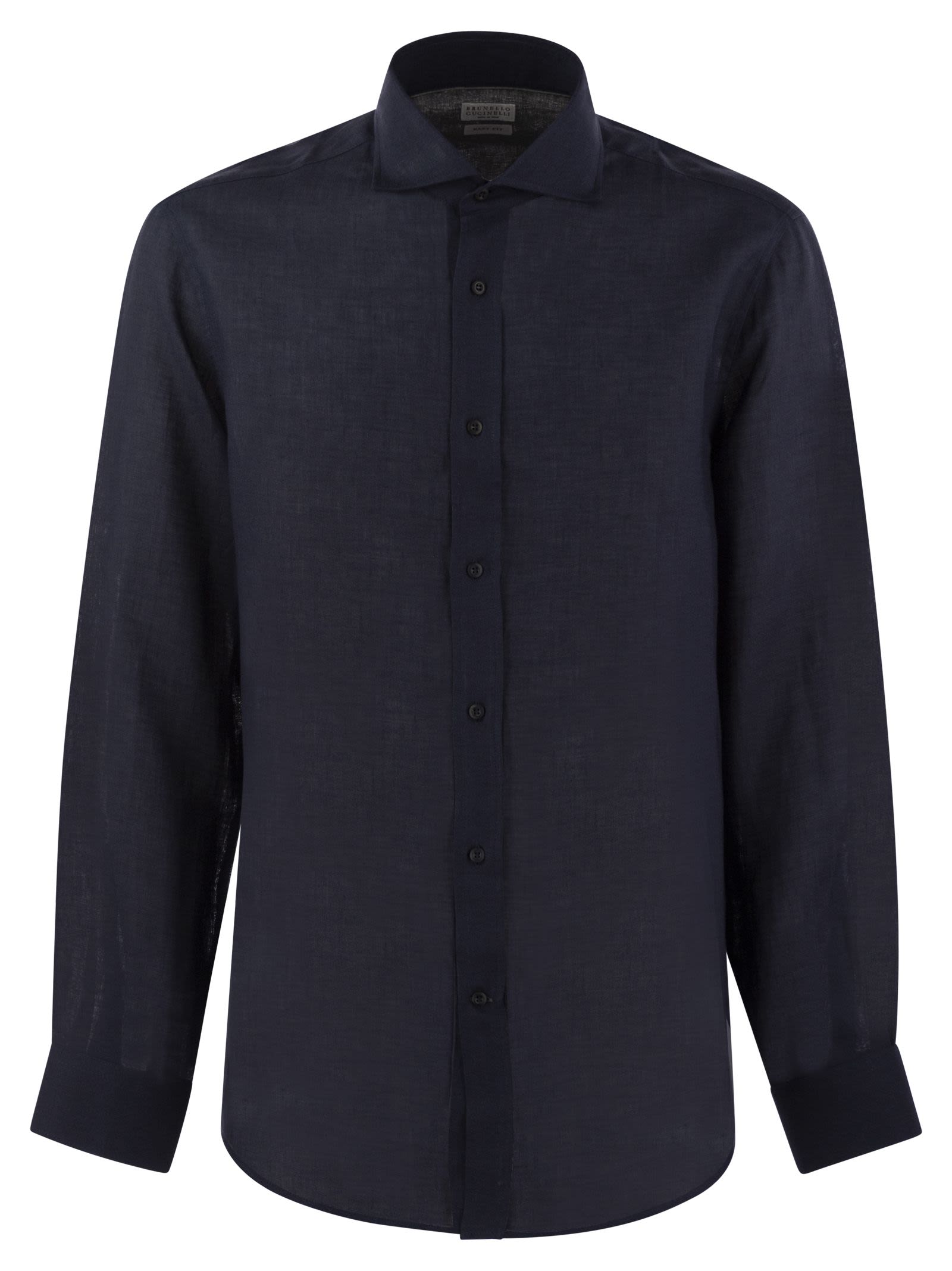 Brunello Cucinelli Men's Easy Fit Linen Shirt Grey