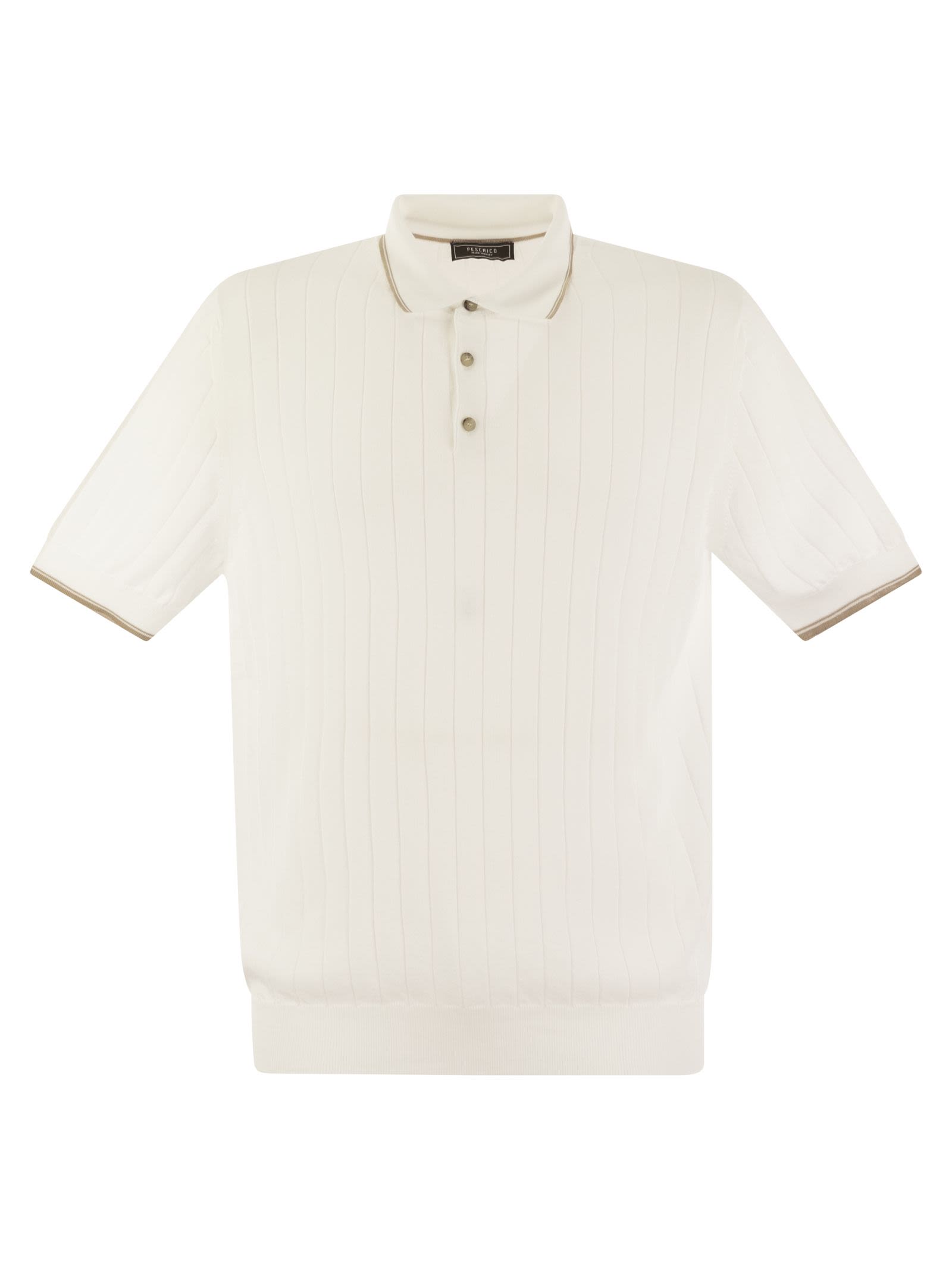 Tシャツ・カットソー PESERICO Polo shirt in pure cotton crepe yarn with flat rib Peserico Polo Shirt In Pure Cotton Crepe Yarn With Flat Rib