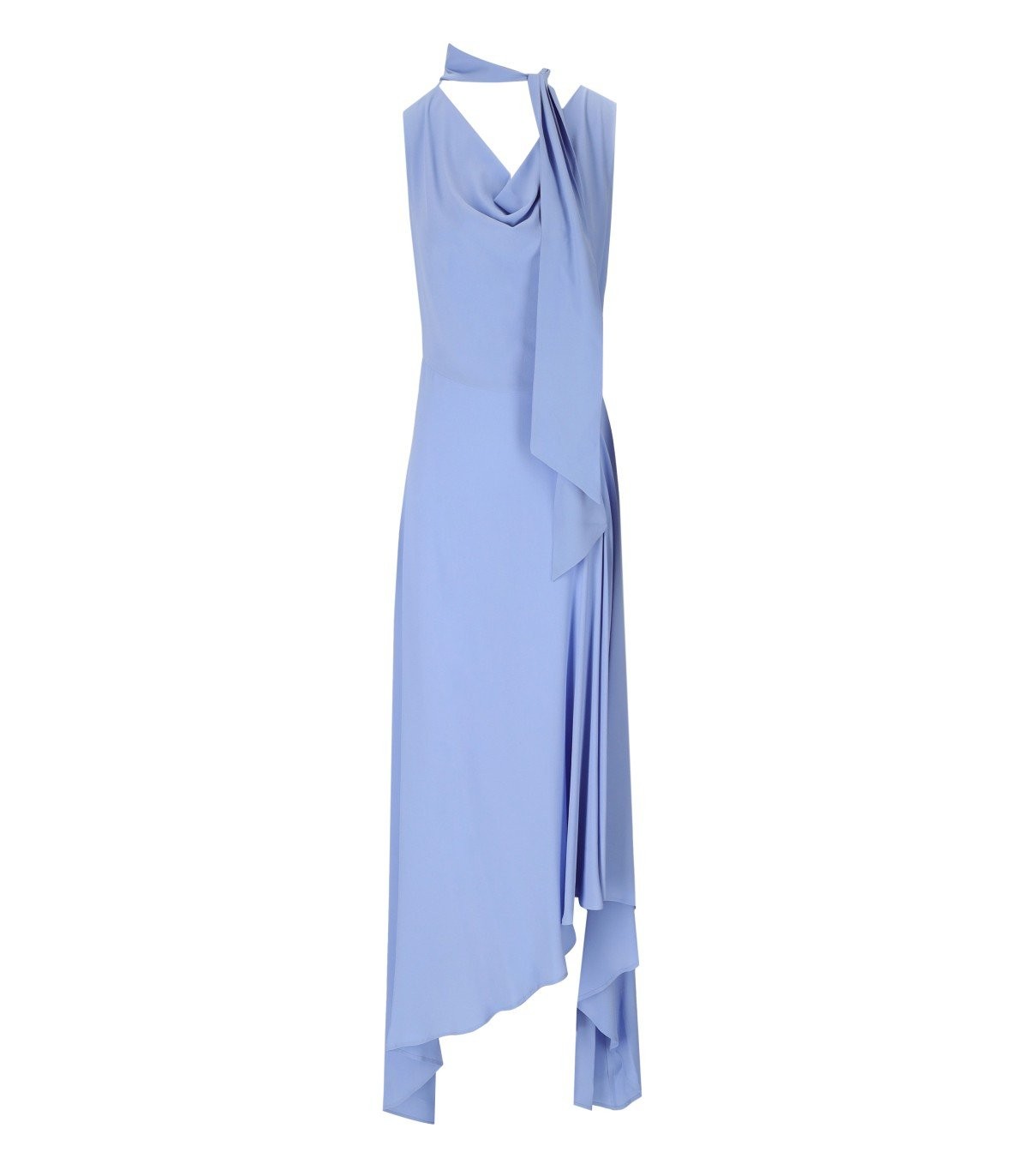 light blue dress with scarf Meira Satin Scarf-Neck Mini Dress ‍ ️Mermaid Way Light Blue / L main image 1