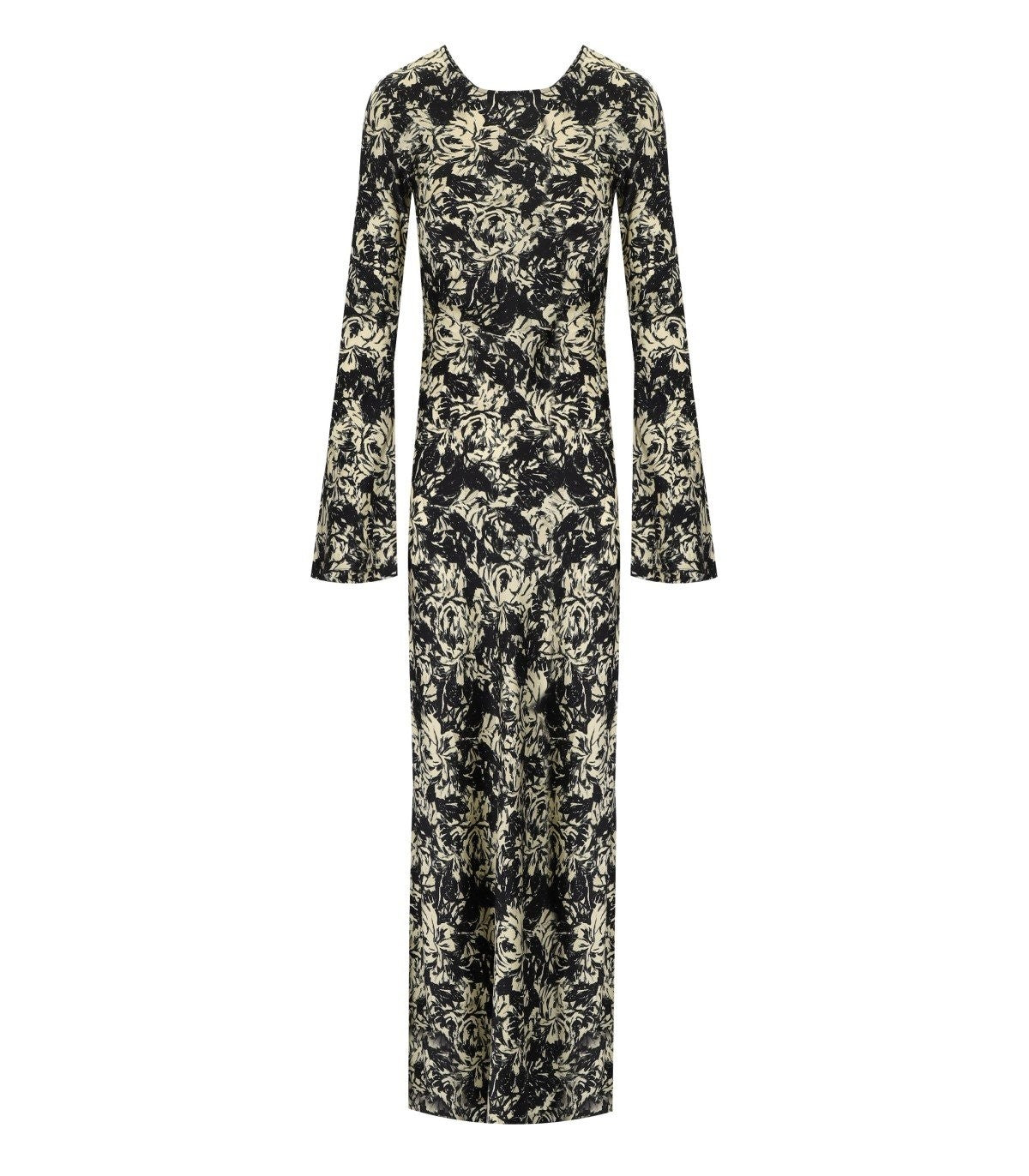 ganni floral satin maxi dress Ganni BLUE FLORAL CRINKLED SATIN LONG DRESS