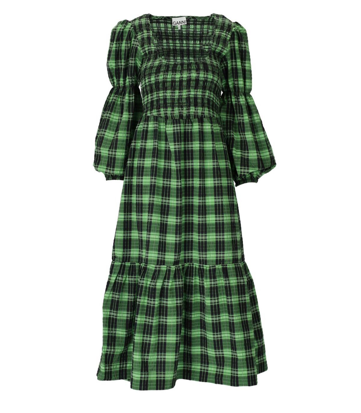 Ganni Green Checked Seersucker Dress – Balardi