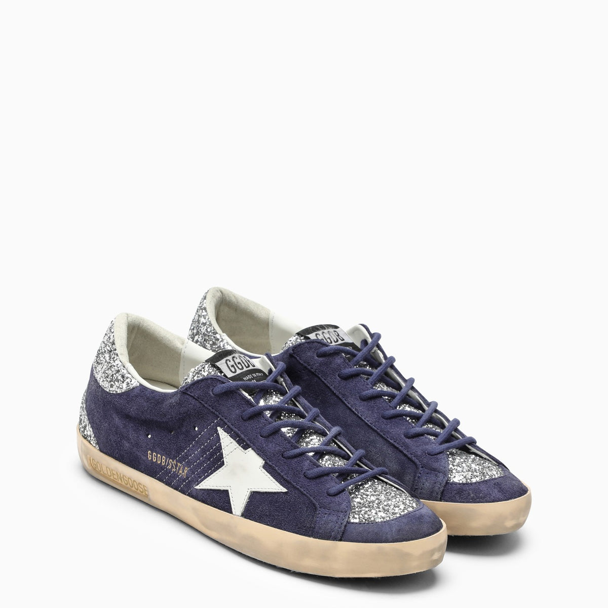 Golden Goose Deluxe Brand Super Star Blue/Silver Trainer | Balardi 