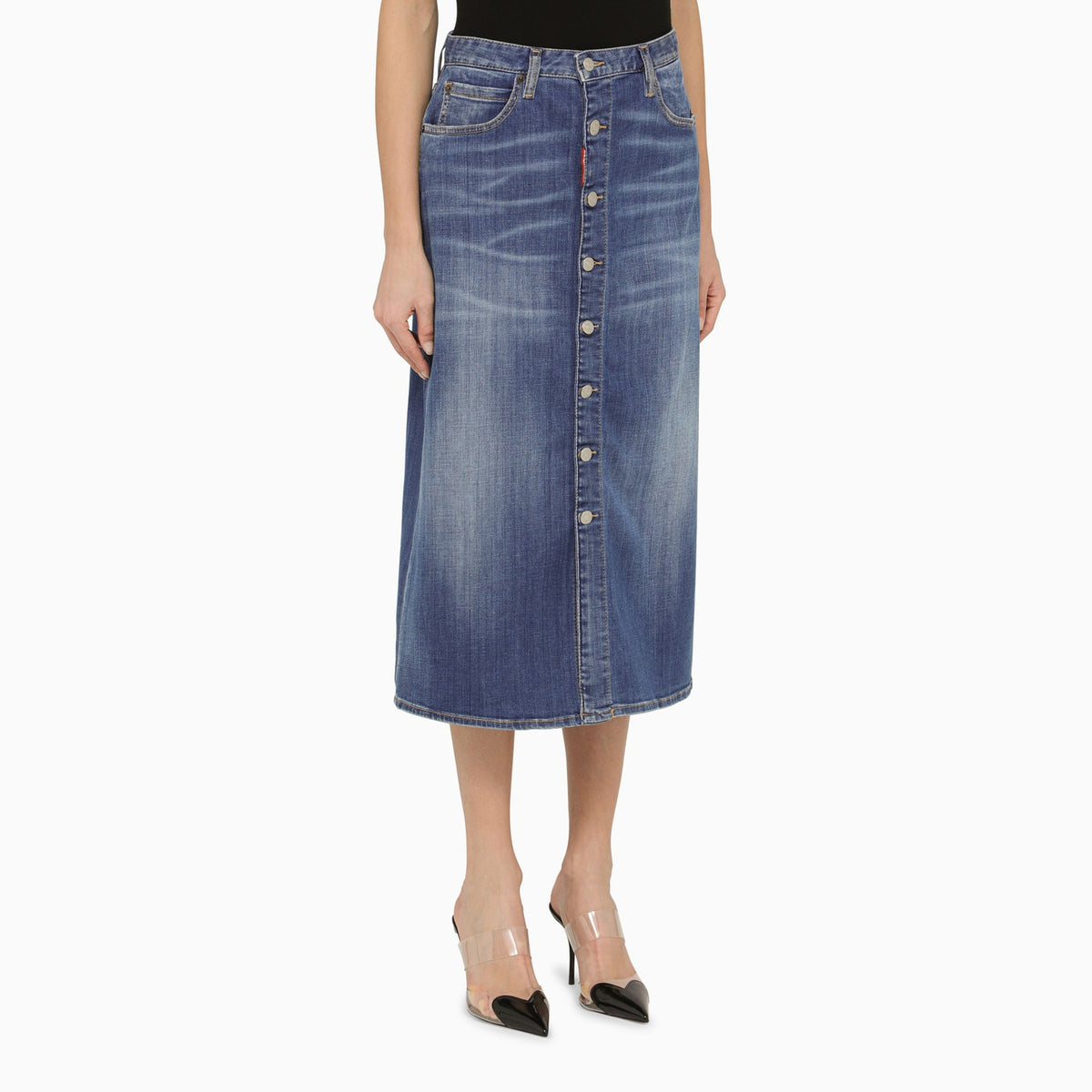 CQS-ZS333150Z BLUE DENIM BUTTON DOWN SKIRT main image 0