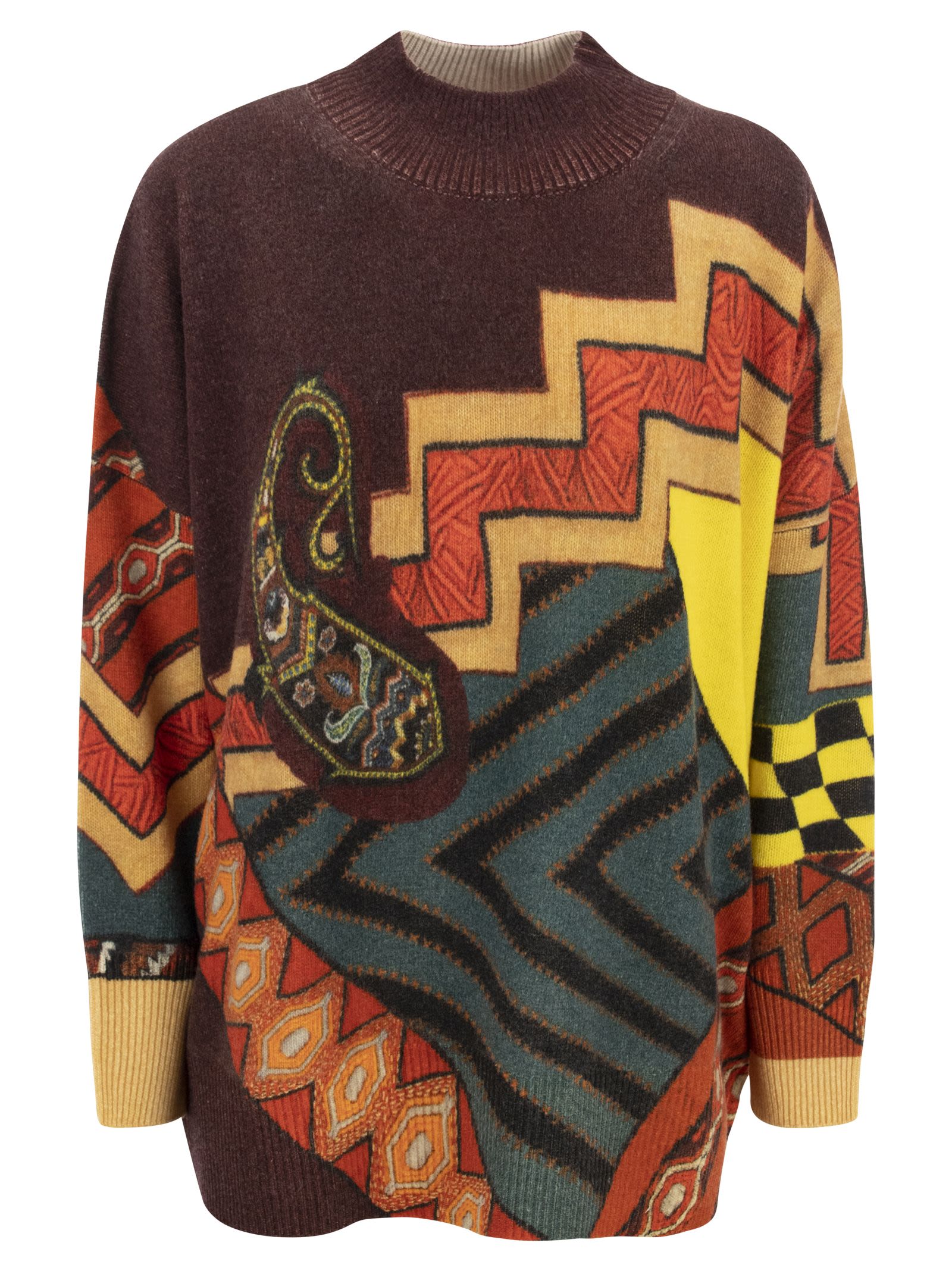 Etro -wollen trui met patchwork print – Balardi