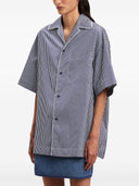 Palm Angels Curved Logo Print Striped Shirt