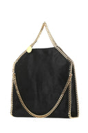 Stella Mc Cartney Black Shaggy Deer Falabella Fold Over Handbag