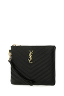 Saint Laurent Black Leather New Jolie Clutch