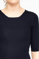 La Rose La Rose Crewneck Ribs Cashmere Blue
