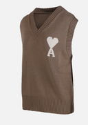Ami Pull Col V Sans Manches Avec Ami De Coeur Contraste