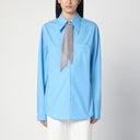 Giuseppe Di Morabito Light Blue Shirt With Rhinestone Scarf