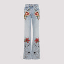 Valentino Denim 5 Pockets Embroidered Flowers Jeans