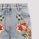 Valentino Denim 5 Pockets Embroidered Flowers Jeans