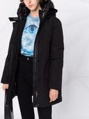 Cuello alto de parka arctic de lana con gorra doble negra