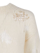 Fabiana Filippi Maglia Girocollo In Mohair Effetto Buchi,Innesto O Color Burro