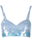 Parosh Iridescent Sequin Cropped Top