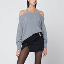 Giuseppe Di Morabito Grey Sweater With Crystal Embellished Shoulders