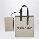 Ferragamo Canvas Tote Bag With Logo