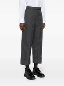 Thom Browne High Waisted Straight Leg Trouser In Organic Cotton Canvas