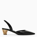 Ferragamo Black Slingback con talón de jaula