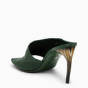 Ferragamo Forest Green Slide With Curved Heel