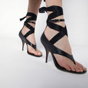 Ferragamo Black Sandal With Heel And Ribbon