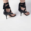 Ferragamo Black Sandal With Heel And Ribbon