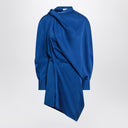 Ferragamo elektrische blauwe asymmetrische mini -jurk