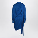 Ferragamo elektrische blauwe asymmetrische mini -jurk