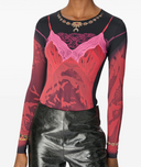 Marine Serre Wet Nuisette Printed Jersey Ls Crewneck Top