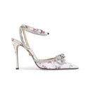 Mach & Mach Double Bow Cheri Floral Satin High Heels Sandals