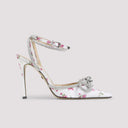 Mach & Mach Double Bow Cheri Floral Satin High Heels Sandals