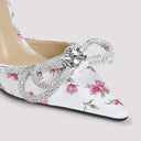 Mach & Mach Double Bow Cheri Floral Satin High Heels Sandals