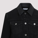 Giacca in denim con colletto intrecciato di Bottega Veneta