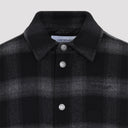 Off White Flannel Wool Overshirt Padded Coat