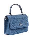 Tory Burch Kira Diamond Quilt Denim Mini Top Handle Chain Wallet